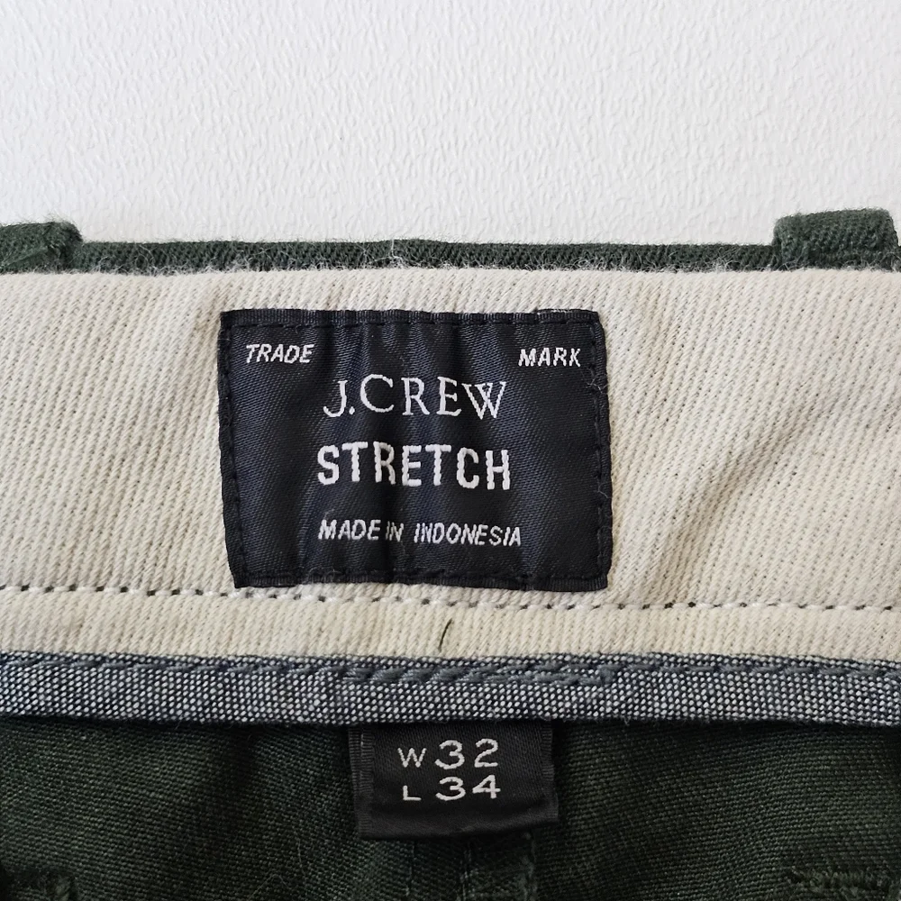 J.Crew Stretch Chino Pants Green Men’s 32x34 Slim Cotton Style E1589